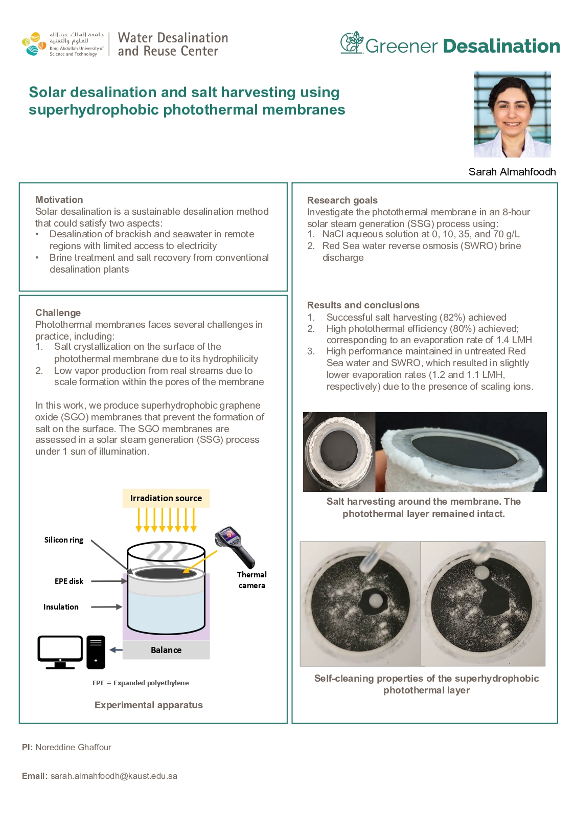 Solar desalination and salt harvesting using superhydrophobic photothermal membranes